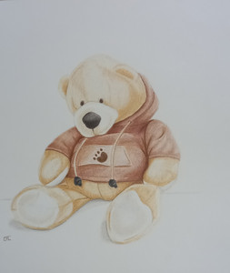 Carrie-Anne, still life study of Teddy bear, coloured pencils.jpg